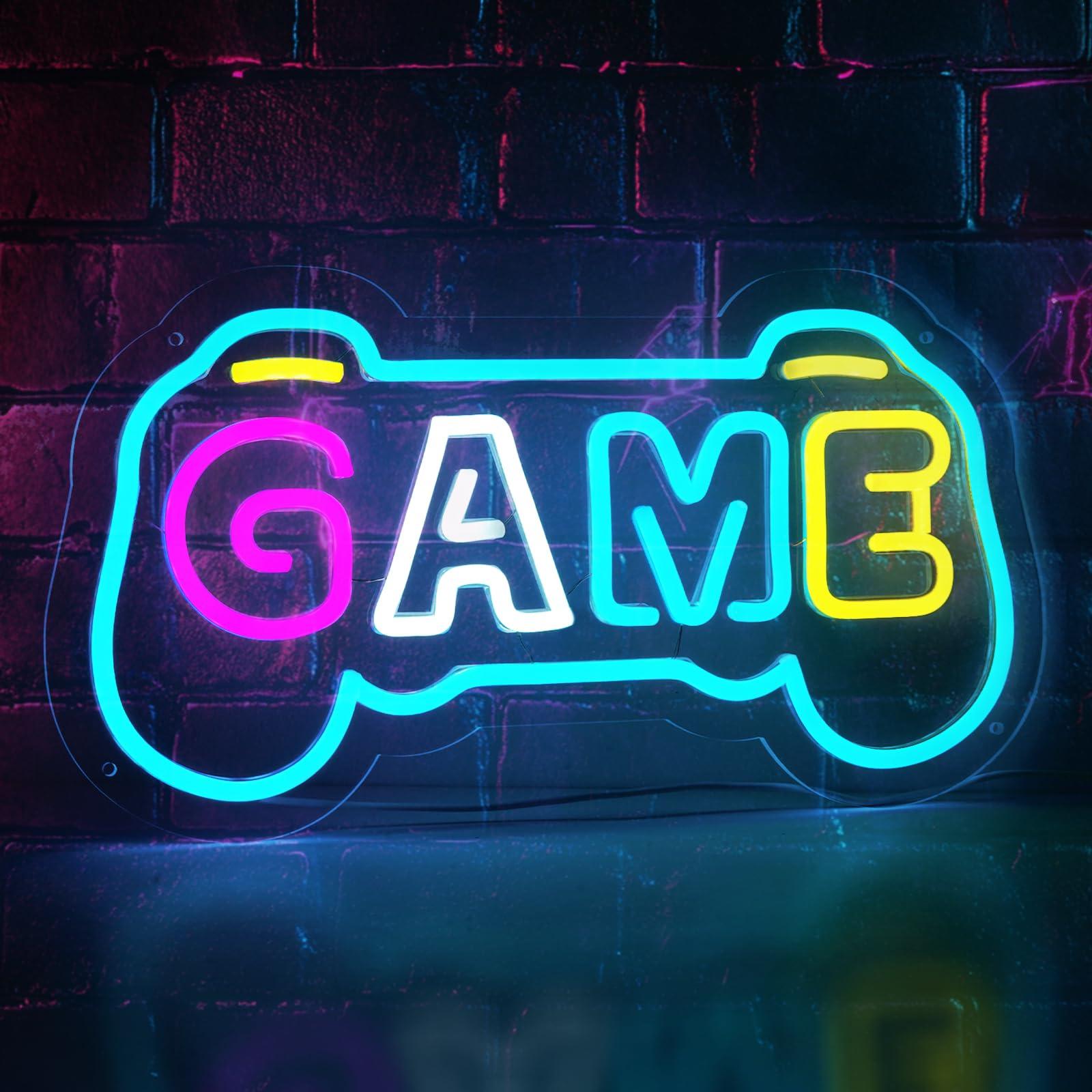 Gaming Accessories Boys - لافتة نيون للألعاب لتزيين غرفة اللاعبين،