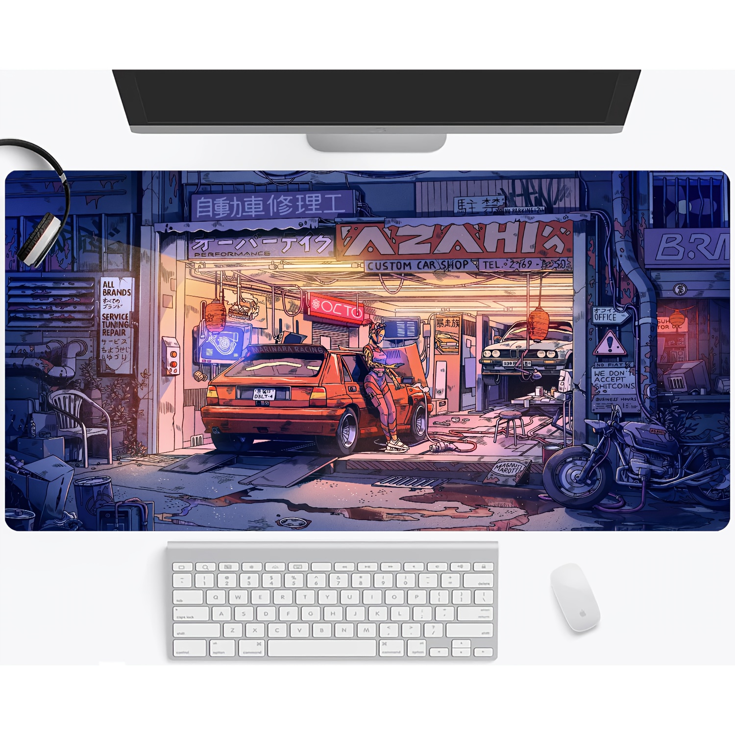Gaming Accessories Shop - سجادة ماوس بتصميم ورشة إصلاح السيارات،
