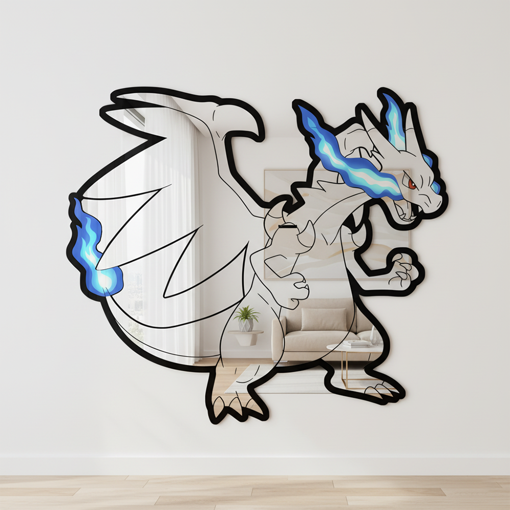Accessories For Your Gaming Room - مرآة حائط كرتونية بتصميم بوكيمون تشاريزارد،