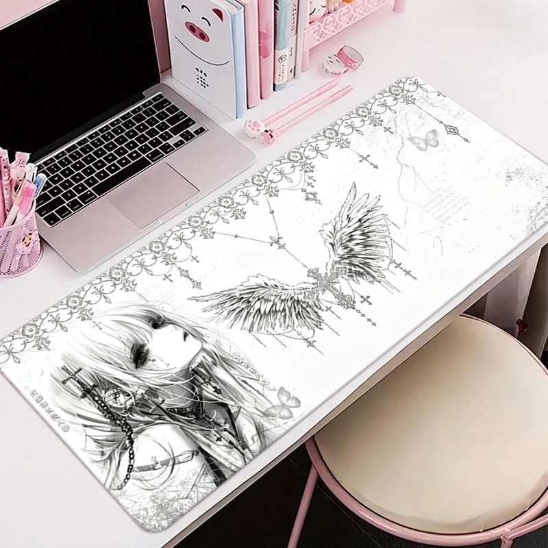 Gaming Accessories For Gaming Desk - لوحة ماوس جلدية سوداء وبيضاء بتصميم