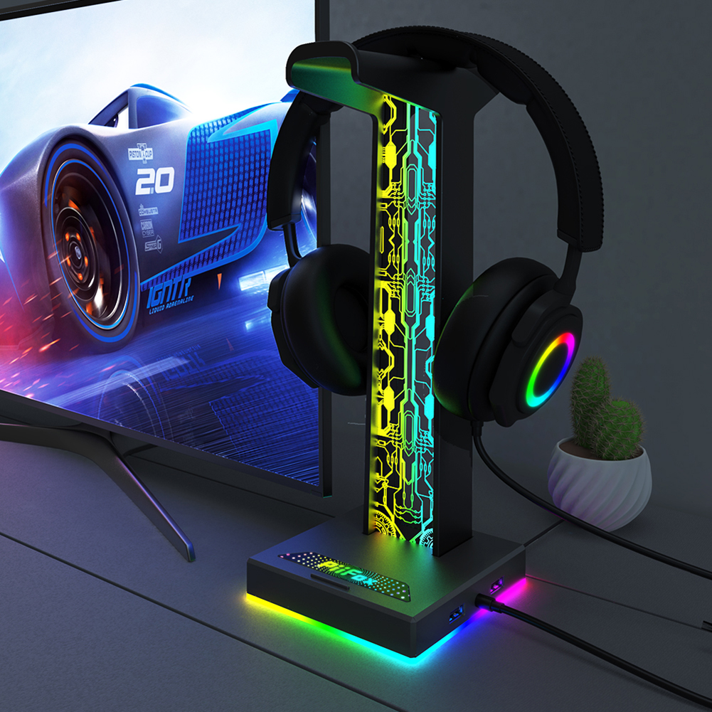 Gaming Accessories Setup - حامل سماعة رأس للألعاب RGB ،
