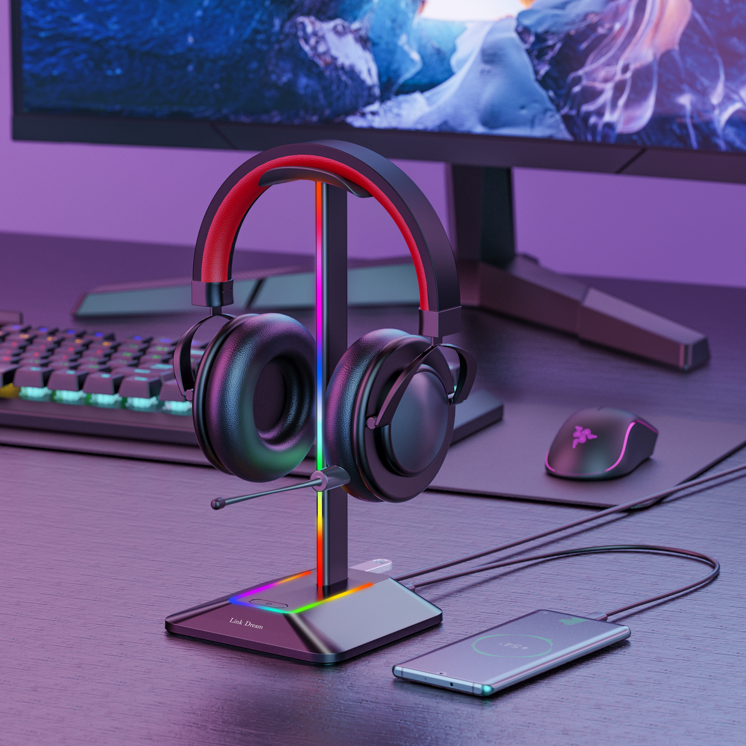 جديد Bee Z8 RGB سماعات حامل حا - مراجعة Gaming Accessories Setup وسعره