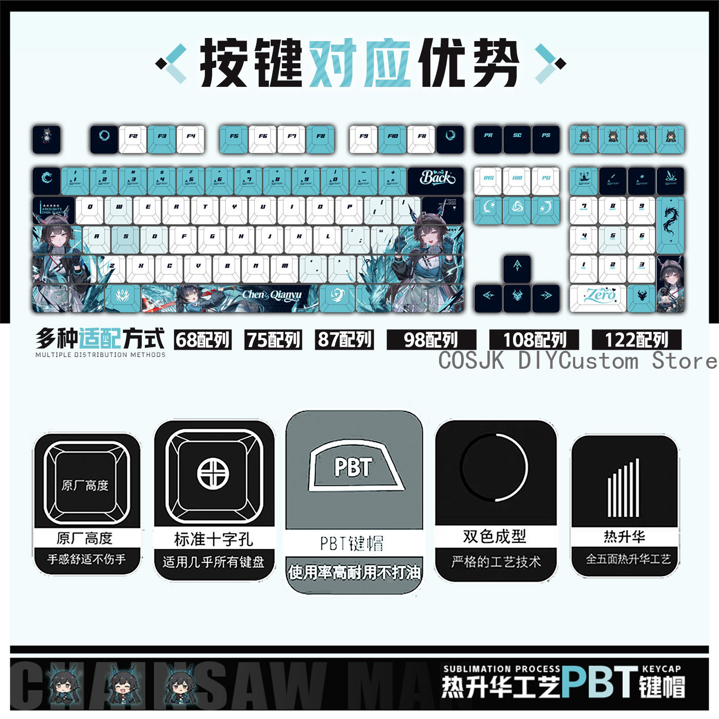 122 مفتاحًا بتصميم أنمي تشين ت - مراجعة Gaming Accessories Anime وسعره