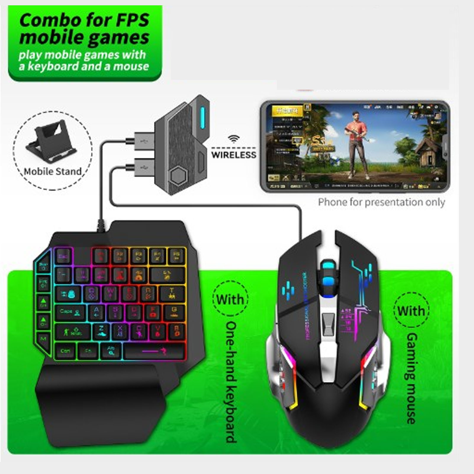 مجموعة محول لوحة مفاتيح وفأرة، - مراجعة Gaming Accessories For Phone وسعره