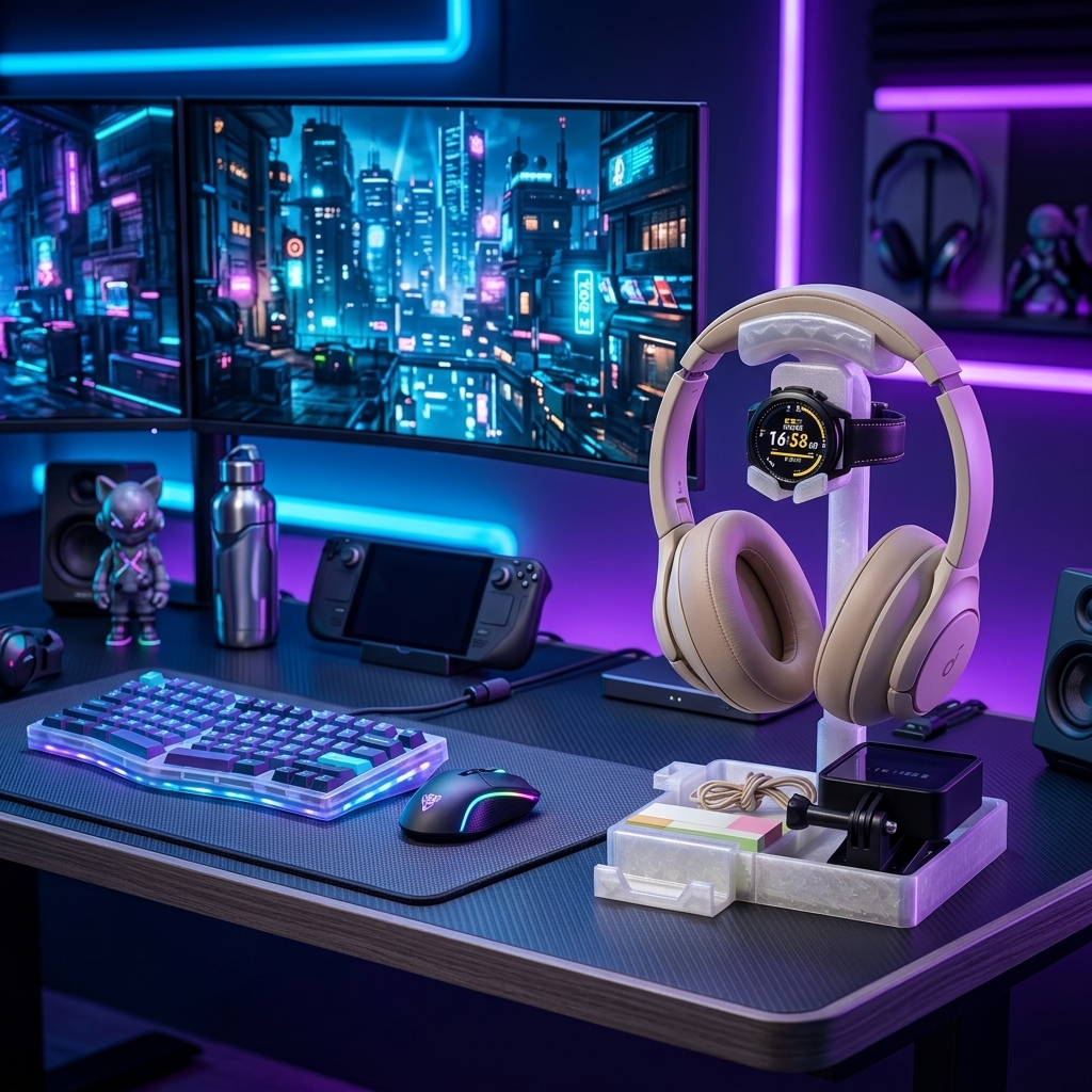 حامل سماعات الألعاب المطبوع بت - مراجعة Gaming Accessories Organizer وسعره